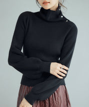 ポワン袖2wayネックニットプルオーバーsdp8046 ブラック