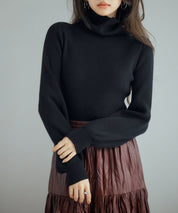 ポワン袖2wayネックニットプルオーバーsdp8046 ブラック