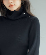 ポワン袖2wayネックニットプルオーバーsdp8046 ブラック