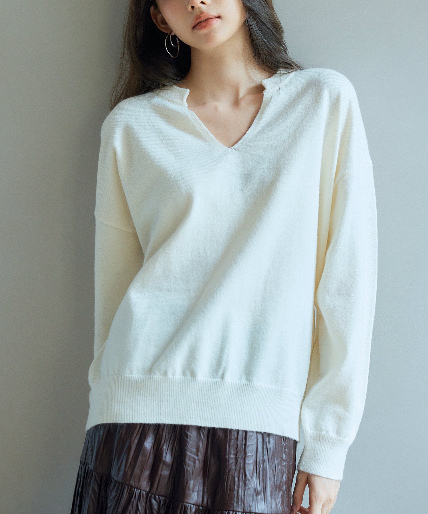 キーネックドロップショルダーニットsdp8047-103-38