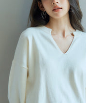 キーネックドロップショルダーニットsdp8047 アイボリー