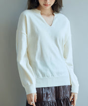 キーネックドロップショルダーニットsdp8047 アイボリー