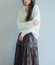 キーネックドロップショルダーニットsdp8047 アイボリー