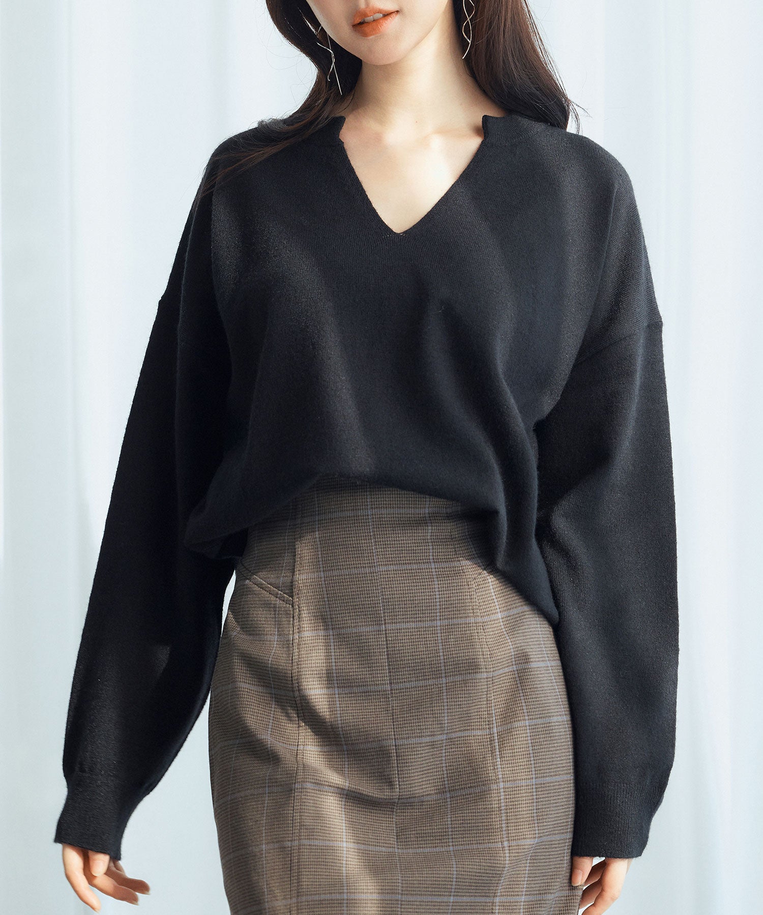 キーネックドロップショルダーニットsdp8047-103-8