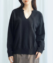 キーネックドロップショルダーニットsdp8047 ブラック