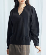 キーネックドロップショルダーニットsdp8047 ブラック