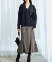 キーネックドロップショルダーニットsdp8047 ブラック