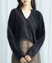 キーネックドロップショルダーニットsdp8047 ブラック