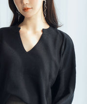 キーネックドロップショルダーニットsdp8047 ブラック