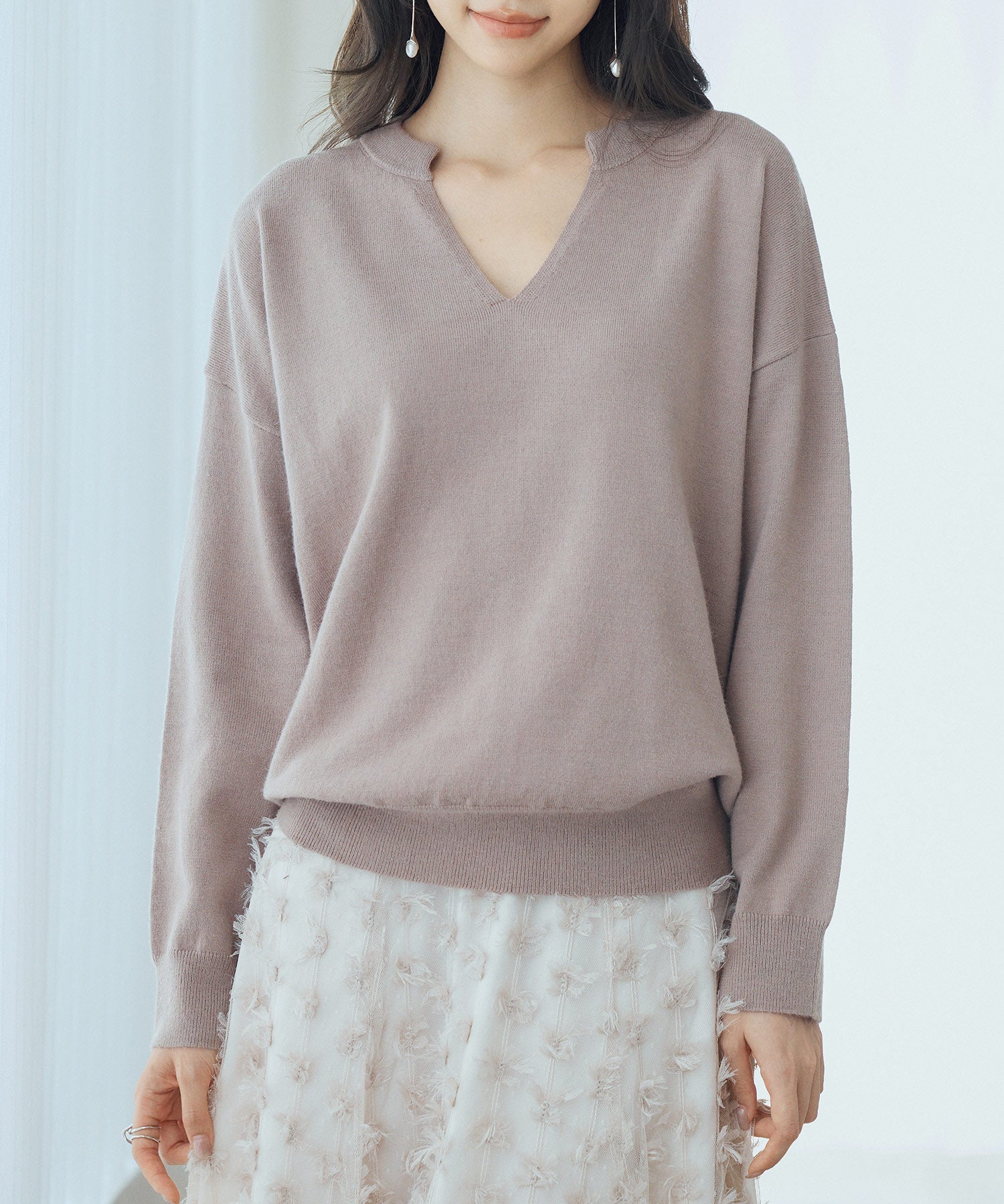 キーネックドロップショルダーニットsdp8047-103-99