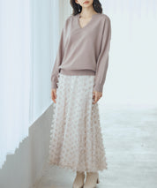 キーネックドロップショルダーニットsdp8047 モカ