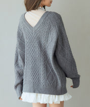 3wayケーブル編みカーディガンsdp8048 チャコール