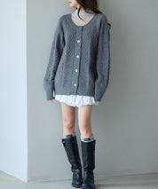 3wayケーブル編みカーディガンsdp8048 チャコール