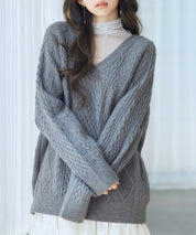 3wayケーブル編みカーディガンsdp8048 チャコール