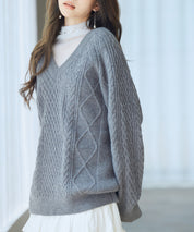 3wayケーブル編みカーディガンsdp8048 チャコール