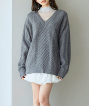 3wayケーブル編みカーディガンsdp8048 チャコール