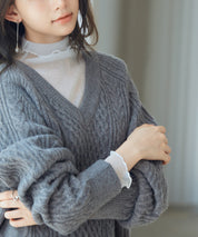 3wayケーブル編みカーディガンsdp8048 チャコール