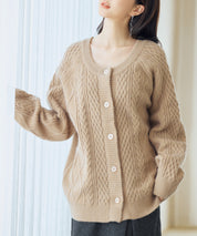 3wayケーブル編みカーディガンsdp8048 ライトブラウン