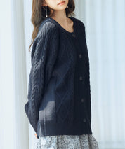 3wayケーブル編みカーディガンsdp8048 ブラック