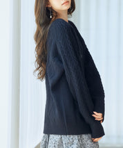 3wayケーブル編みカーディガンsdp8048 ブラック