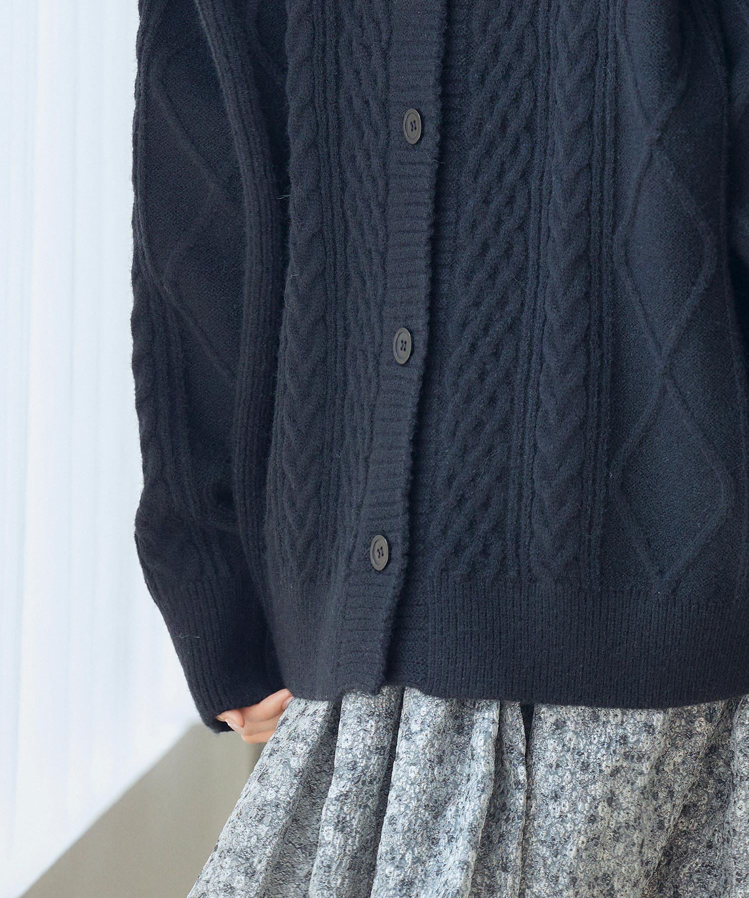 3wayケーブル編みカーディガンsdp8048 ブラック
