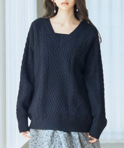 3wayケーブル編みカーディガンsdp8048 ブラック