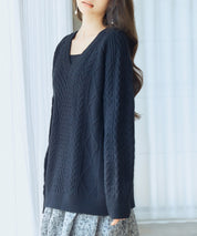 3wayケーブル編みカーディガンsdp8048 ブラック