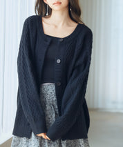 3wayケーブル編みカーディガンsdp8048 ブラック