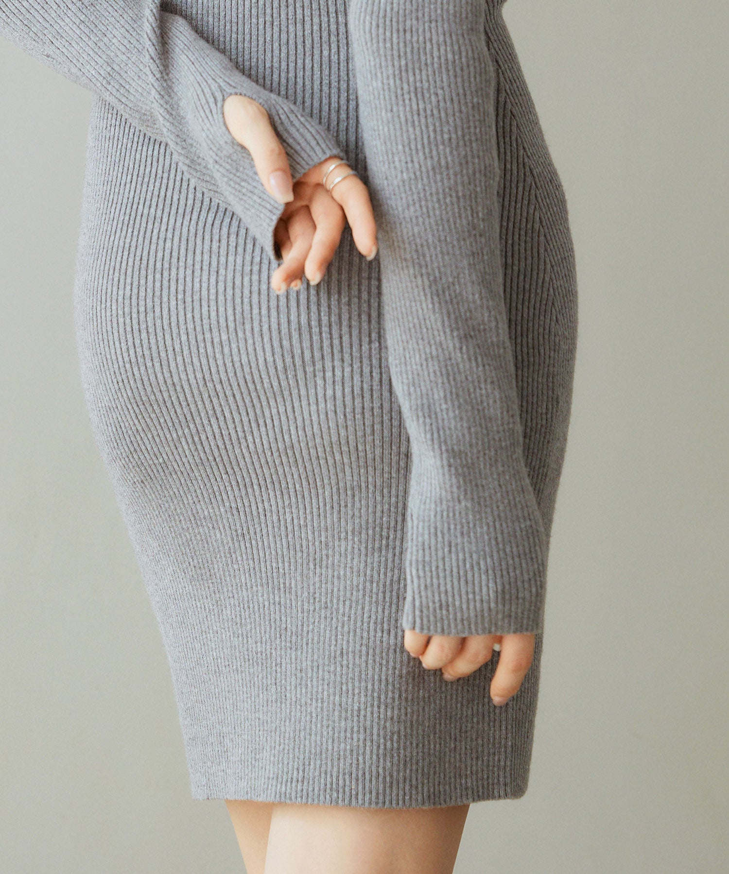 ファー襟付き2wayニットワンピースsdp8049 チャコール