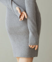 ファー襟付き2wayニットワンピースsdp8049 チャコール