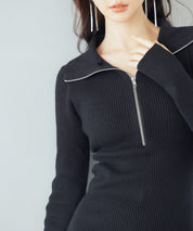 ファー襟付き2wayニットワンピースsdp8049 ブラック