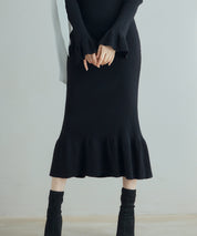 布帛とニットドッキングしたリボンワンピースsdp8050 ブラック