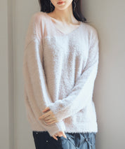 前後2wayふわふわシャギー素材ニットsdp8051 ピンク