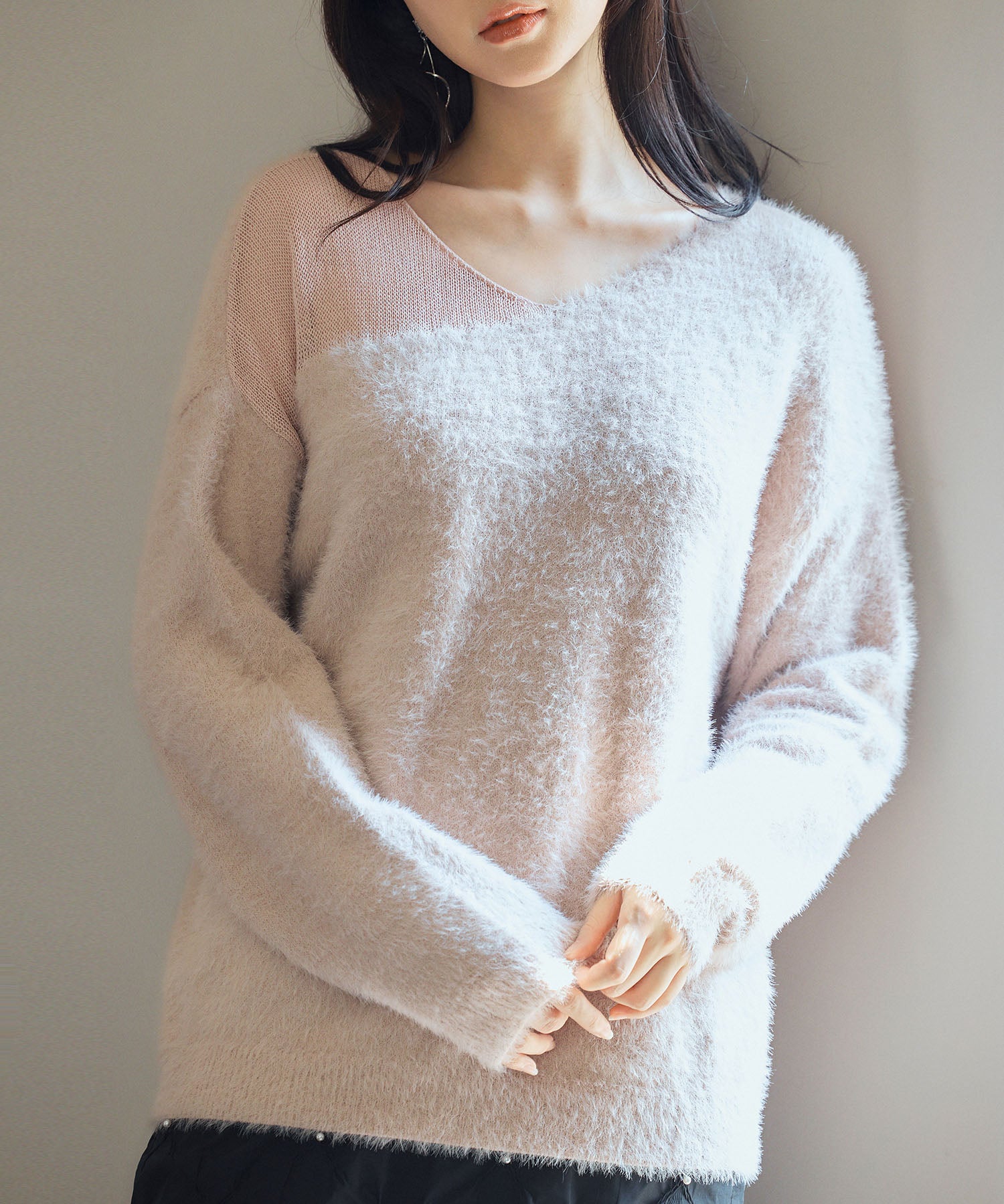 前後2wayふわふわシャギー素材ニットsdp8051 ピンク