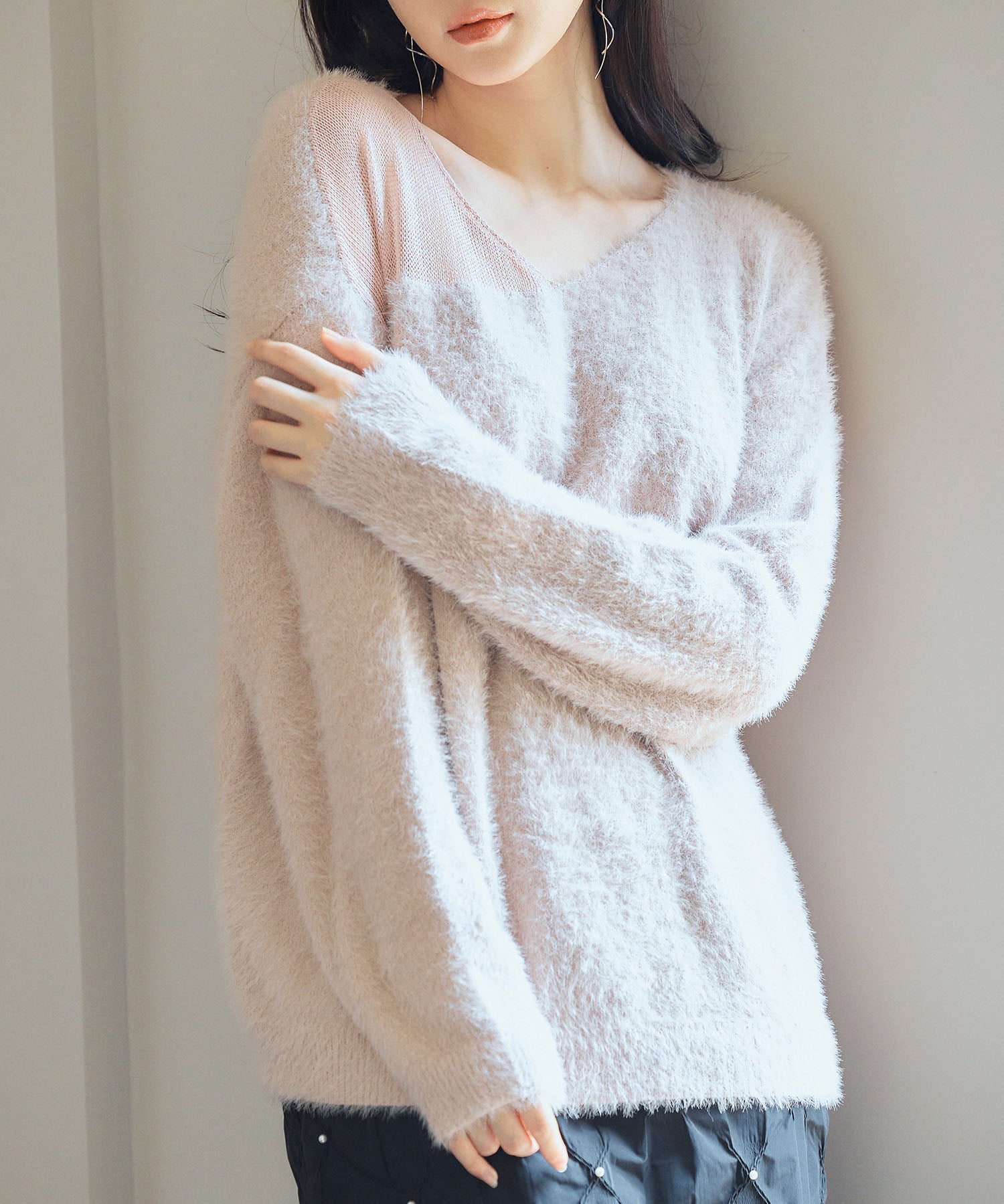 前後2wayふわふわシャギー素材ニットsdp8051 ピンク