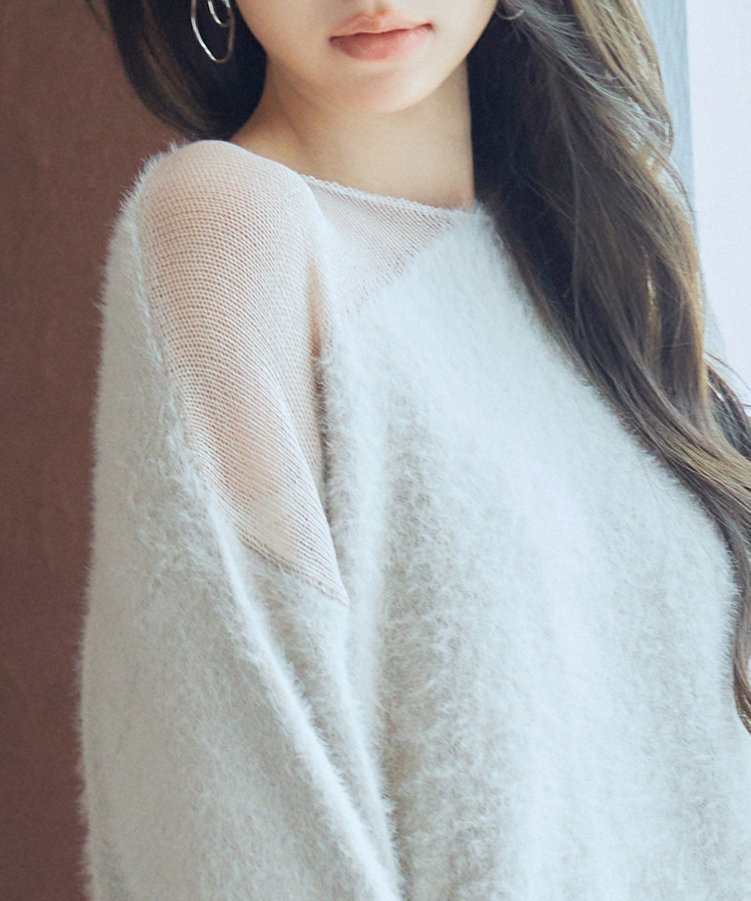 前後2wayふわふわシャギー素材ニットsdp8051 グレイッシュベージュ