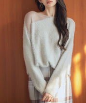 前後2wayふわふわシャギー素材ニットsdp8051 グレイッシュベージュ
