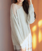 前後2wayふわふわシャギー素材ニットsdp8051 グレイッシュベージュ
