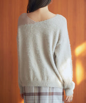 前後2wayふわふわシャギー素材ニットsdp8051 グレイッシュベージュ