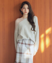 前後2wayふわふわシャギー素材ニットsdp8051 グレイッシュベージュ