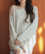 前後2wayふわふわシャギー素材ニットsdp8051 グレイッシュベージュ