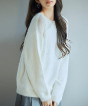 前後2wayふわふわシャギー素材ニットsdp8051 アイボリー
