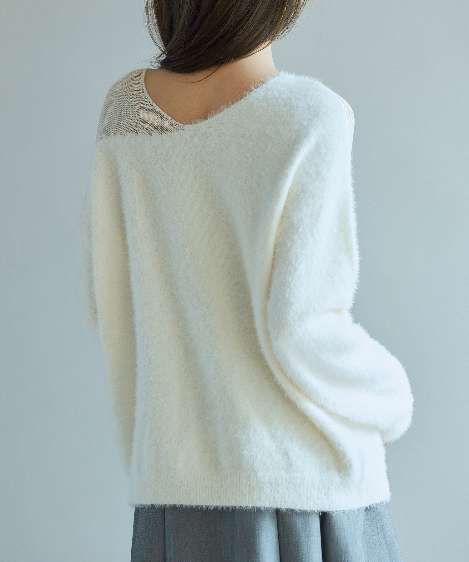 前後2wayふわふわシャギー素材ニットsdp8051 アイボリー
