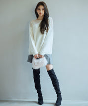 前後2wayふわふわシャギー素材ニットsdp8051 アイボリー