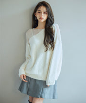 前後2wayふわふわシャギー素材ニットsdp8051 アイボリー