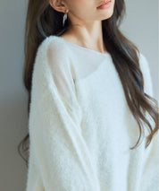 前後2wayふわふわシャギー素材ニットsdp8051 アイボリー