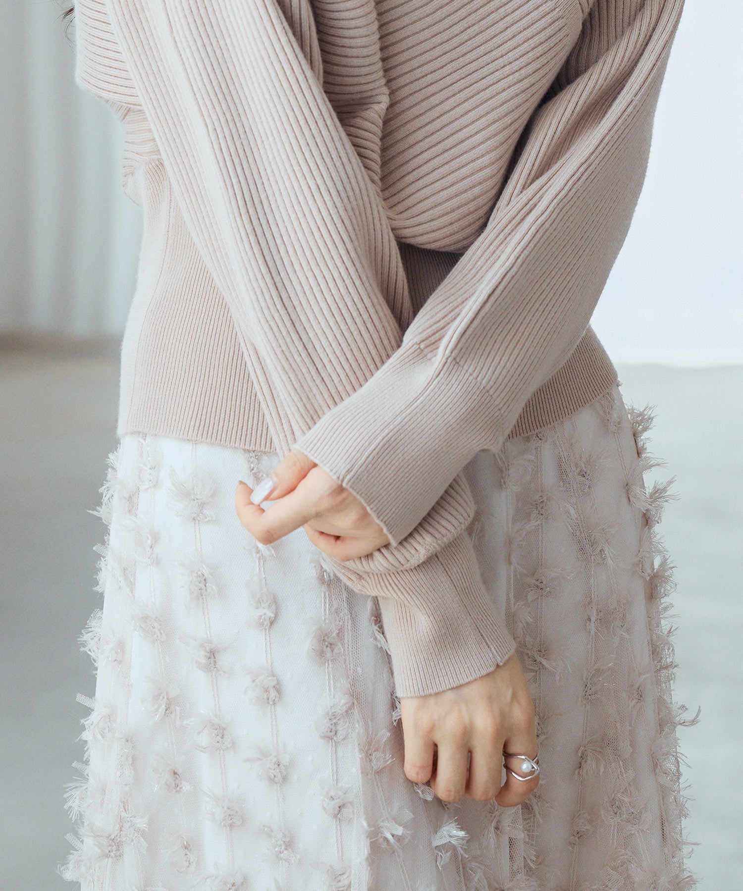 ドルマンスリーブカシュクールニットsdp8052 ベージュ