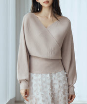 ドルマンスリーブカシュクールニットsdp8052 ベージュ