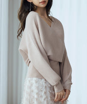 ドルマンスリーブカシュクールニットsdp8052 ベージュ