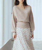 ドルマンスリーブカシュクールニットsdp8052 ベージュ